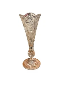 Antike amerikanische Kristallvase aus geschliffenem Glas mit Sterndekor - Bild 1 von 5