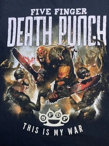 Five Finger Death Punch Mens T Shirt Band Graphic Tour Tee Vintage Style War B35 - Picture 1 of 4