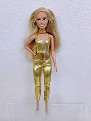 Barbie Fashionistas Doll #222 Petite Body Blond Wavy Hair Gold Jumpsuit - Image 1 of 4