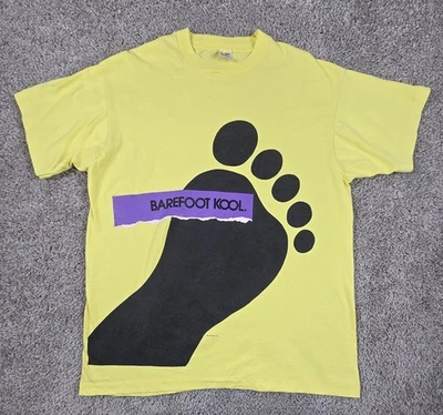 Vintage Kool Barefoot Shirt Mens XL Single Stitch Crew 1991 Yellow Graphic Print - Image 1 of 4