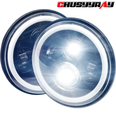 For GMC C15 C25 C35 1975-1978 7"Inch Round LED Headlights DRL Hi Lo Beam - Image 1 of 4