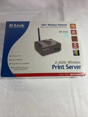 D-Link DP-311U USB Wireless Print Server Ethernet 10/100MB 11 MBS - Image 1 of 4