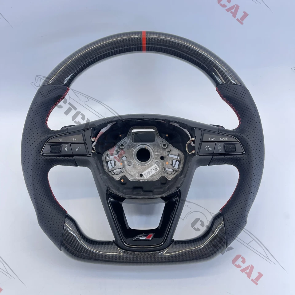 Volante de fibra de carbono personalizado para Seat Leon Cupra Mk3 FR Ibiza 2014-2020 - Imagem 1 de 4