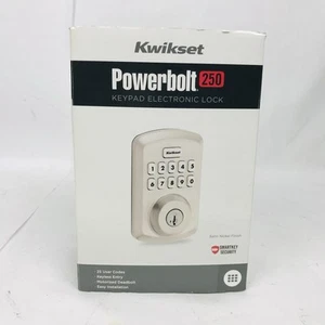 Kwikset Powerbolt 250 Keypad Electronic Door Lock Satin Nickel Finish New Open - Picture 1 of 9