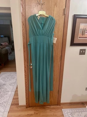 VTG NWT 60s/70s Teal Sleeveless  Sz 16  Retro V Neck Wide Leg Jumpsuit Californ - Image 1 of 4