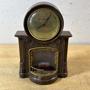 VINTAGE MASTER CRAFTERS ELECTRIC FIREPLACE CLOCK - PARTS OR PEPAIR - Picture 1 of 9