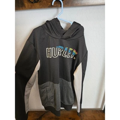 Sudadera con Capucha Hurley Boys XL Negra Gris Bloque de Color Pullover Logo Niños Sudadera Foto 1 de 4