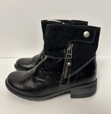 Botas Josef Seibel para mujer talla 40 cuero negro gamuza media pantorrilla cremallera tobillo cómodas Foto 1 de 4