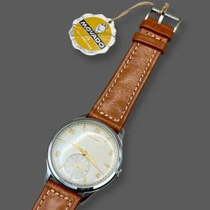 VTG MOVADO FACTORIES NOS JUMBO 38,8mm Ø SILVER TEXTURED DIAL 100% ORIGINA 1950 - Picture 1 of 17