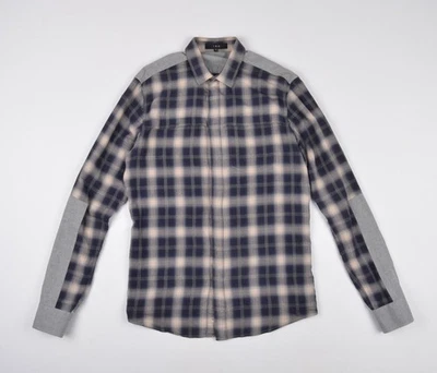 Camisa cruzada con botones de franela a cuadros Iro para hombre talla S Foto 1 de 4