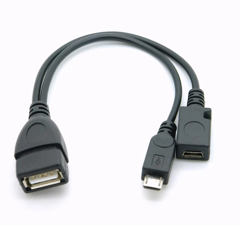 USB OTG Y Adapterkabel mit Stromeinspeisung A Buchse - Micro B Stecker & Buchse - Bild 1 von 1