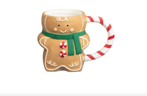 Tazza uomo pan di zenzero natalizia manico canna caramelle tè caffè regalo natale festa - Foto 1 di 1