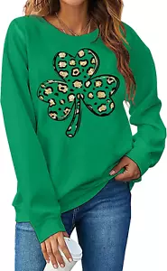 St. Patrick'S Day Sweatshirt for Women Clover Graphic T-Shirts Patty'S Day Long - Picture 1 of 25