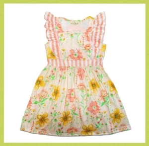 NWT GIRLS PINK STRIPE FLORAL RUFFLE DRESS 6-12mo. 12-18mo. 18-24mo. 2 4 6 8 9-10 - Picture 1 of 6