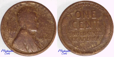 1926 Lincoln Wheat Cent - Improper Alloy Mix Wood Grain Woody - Rare Error Coin - Image 1 of 4