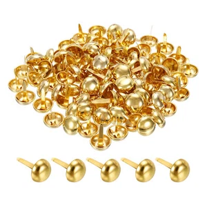 100pcs 12x20mm Mini Brads Round Paper Fasteners for Art Crafting, Gold Tone - Picture 1 of 5