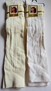 2 Jaclyn Smith Dressy School Girl Socks 9-11 White Off White Knee High Vintage - Picture 1 of 6