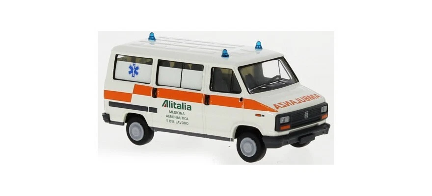 Brekina 34910 - Fiat Ducato Bus, Alitalia Ambulance, 1982 H0 Scale 1:87 - Image 1 of 1