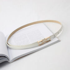Women Fashion Leather Belt Skinny Waistband Adjustable Belt Golden Metal Buckle↷