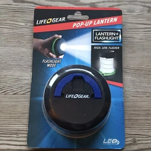 2-in-1 Puck Flashlight or Pop-Up LED Mini Lantern Black/Blu AA Battery Operated - Picture 1 of 3