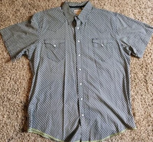Roper Mens Western Cowboy Blue Green Triangle Pearl Snap SS Shirt Size XL - Picture 1 of 7