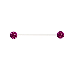 2X Crystal Ball Industrial Bar Scaffold Ear Barbell Ring Nipple PIERCING JEWELRY - Picture 1 of 16