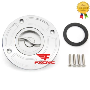 Para GSXR1300/Hayabusa 1999-2007 tapa de gas CNC cubierta de aceite combustible plata sin llave - Imagen 1 de 10