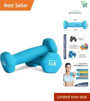 Compact 1 lb Neoprene Dumbbell Pair - Essential for Yoga, Strength & Weight Loss - Image 1 of 4
