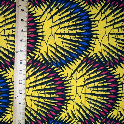 African/Ankara-Style Fabric SCRAP PIECE Bold Large Print Cotton Red/Yel/Blue - Image 1 of 4