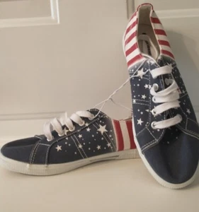 SuperGA Lace Up Flag / Patriotic Canvas Low Sneakers sz Mens 6.5 / Womens 8 - Picture 1 of 11