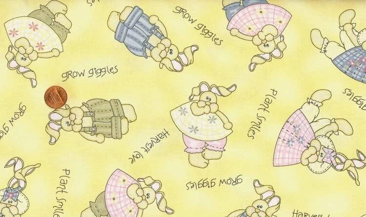 CLEARNCE - 'HATFIELDS' SWEET STUFFED BUNNIES YELLOW - NORTHCOTT - Image 1 of 1