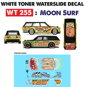 WT255 White Toner Waterslide Decals JAPAN_WAGON For Custom 1:64 Hot Wheels - Picture 1 of 9