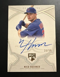 2020 Topps Definitive Collection /50 Nico Hoerner #DRA-NHO Rookie Auto RC