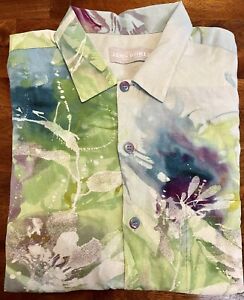 JAMS WORLD Mens Shirt L Hawaiian Rare Vintage Floral Watercolor  Button Down USA