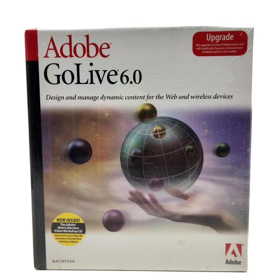 Adobe GoLive6.0 Upgrade Macintosh Mac Big Box Vintage Software Sealed - Image 1 of 4