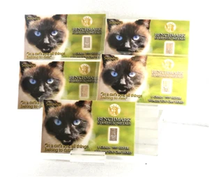 SILVER 1/15 GRAM 999 FINE BAR 5 PAK SIAMESE KITTY CAT LOVER SERIES 7b - Picture 1 of 5