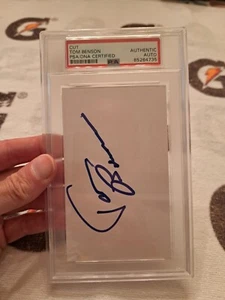 TOM BENSON NEW ORLEANS SAINTS SIGNED INDEX CARD SIZE CUT PSA DNA ENCAPSULATED - Picture 1 of 8
