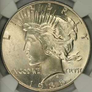 1935 Peace Dollar NGC MS66 - Picture 1 of 3