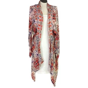 Free People Duster Kimono One Size Cream Red Blue Little Wing Boho - Picture 1 of 9