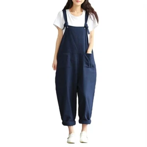 🌿 Plus Size Jumpsuit Women 👖 Casual Loose Harem Overalls w/ Pockets S-5XL - Picture 1 of 20