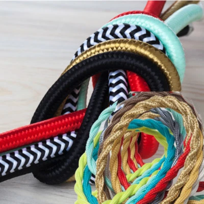 Lampenkabel Vintage Flexible Cable Fabric Geflochtene 2/3-Draht Round / Twisted - Bild 1 von 4