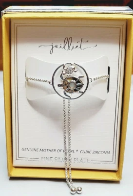Pulseira Kohl's Juilliet prata placa madrepérola tartarugas marinhas zircônia cúbica - Imagem 1 de 3