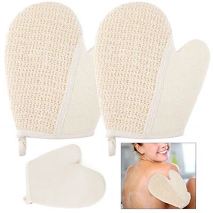 2 Spa Exfoliating Shower Bath Body Glove Loofah Loofa Sisal Mitt Sponge Scrubber - Picture 1 of 1
