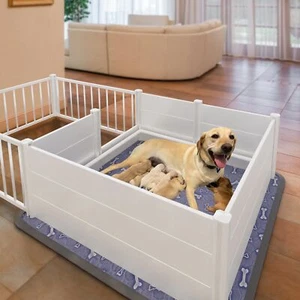 Whelping Box,Whelping Box for Dogs with Washable Puppy Pads, Double Rooms - Picture 1 of 9