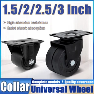 Heavy Duty 1.5-3 inch Twin Wheel Caster Swivel Casters Furniture Smooth Rolling - Picture 1 of 15