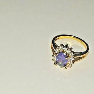 Lilac Princess Zirconia Cluster Tiara Ring 1.4ct 18kt Gold Plated Size 6, 8, 9