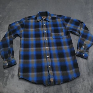 Legendary Whitetails Small Blue Black Button Down Flannel Shirt Flap Pocket - Picture 1 of 6