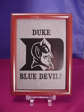 Duke Blue Devils etched non-glare glass with a wood frame ~ unique one of a kind Cover