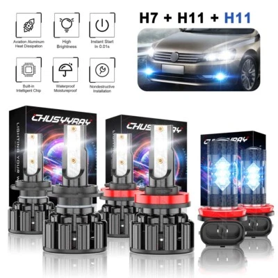 Faro LED blanco + luz antiniebla azul H7+H11+H8 para Mercury Milan 2006-2009 Foto 1 de 4