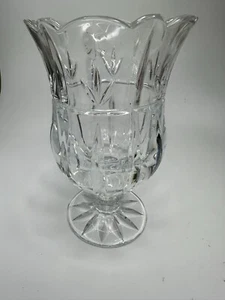 Vintage 7" Block Lead Crystal Tulip Hurricane Lamp Candle Holder - EXCELLENT - Picture 1 of 4